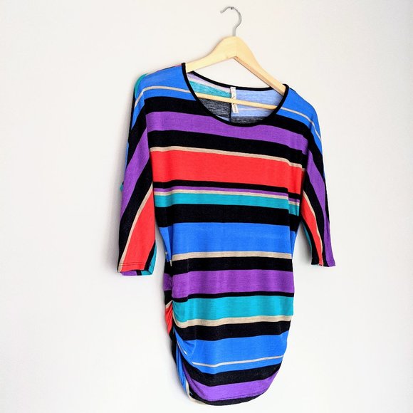 🇺🇸 Ginger G Striped Rayon Batwing Top Made In USA - Picture 2 of 6